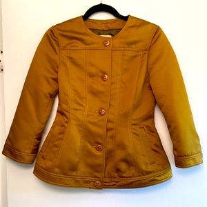 NWOT Italian-Made Bronze Satin Peplum Jacket, 3/4 Length Sleeves